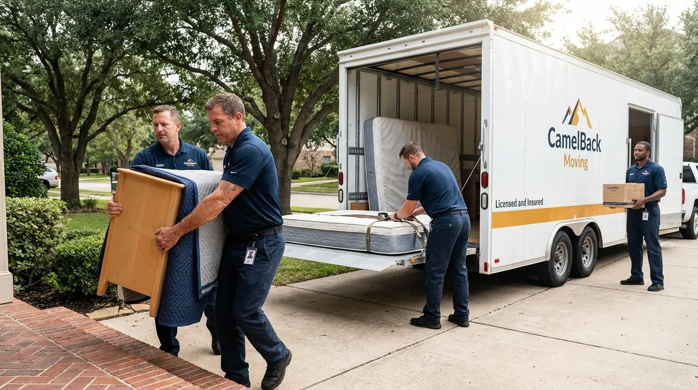 Crew loading residential truck for cross-state move from Staples, MN