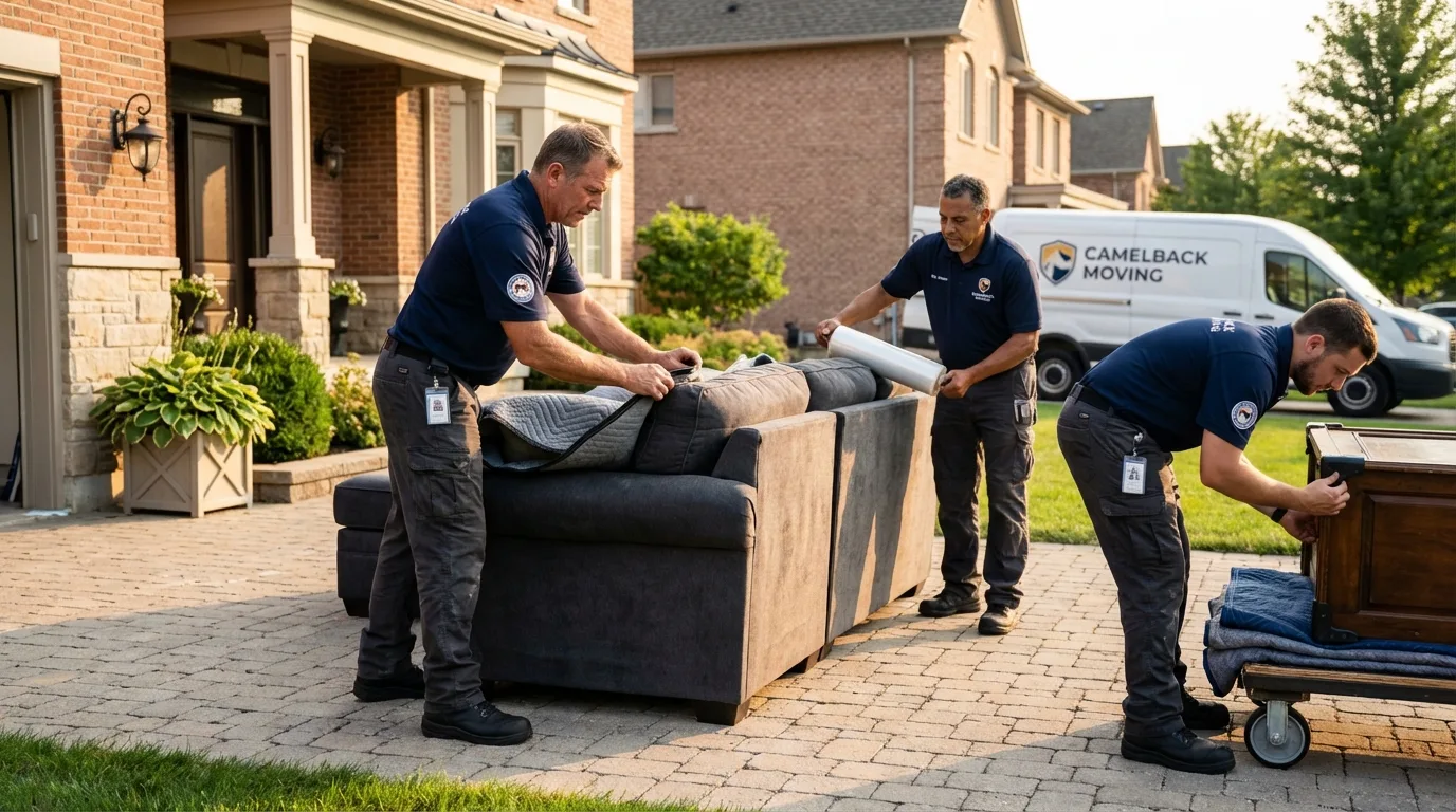Large estate moving crew wrapping furniture in Staples, MN